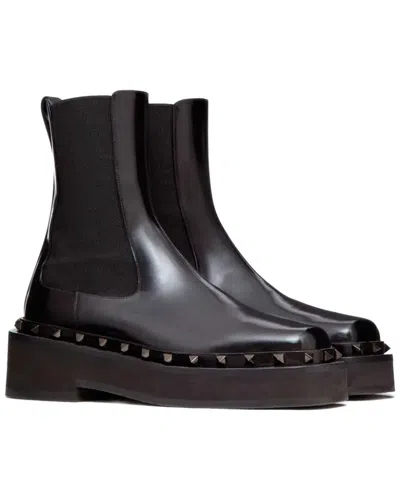 Valentino Garavani 50mm Rockstud M-way Leather Ankle Boots In Black