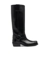 Valentino Garavani Black Leather Biker Rockstud Boots