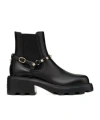 Valentino Rockstud Grainy Leather Boot In Black