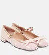 Valentino Rockstud Bow-detail Leather Ballet Flats In Pink