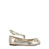 Valentino Rockstud Ballet Flats In Metallic Leather In Silver