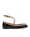 Valentino Rockstud Ballerina Patent-leather Pumps In Black