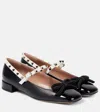 Valentino Rockstud Bow Patent Leather Mary Jane Flats In Black