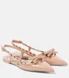 Valentino Rockstud Bow Slingback Baller In Pink