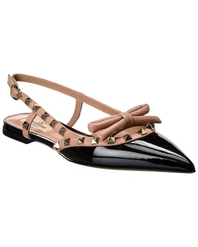 Valentino Garavani Women's Rockstud Bow Slingback Ballerina In Beige