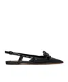 Valentino Rockstud Bow Slingback Ballerina In Patent Leather With Tone-on-tone Studs In Black