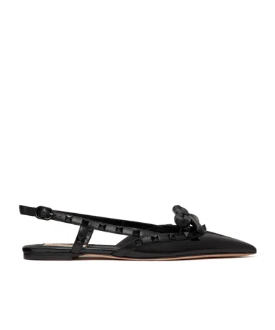 VALENTINO GARAVANI VALENTINO GARAVANI ROCKSTUD POINTED TOW SLINGBACK BALLERINA SHOES