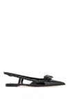 Valentino Rockstud Bow Slingback Ballerina In Patent Leather With Tone-on-tone Studs In Black
