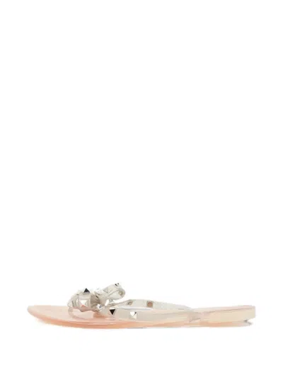 Pre-owned Valentino Garavani Rockstud Bow Thong Sandals In Pink