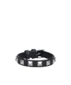 Valentino Studded Calfskin Strap Bracelet In Black
