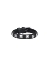 Valentino Studded Calfskin Strap Bracelet In Black  