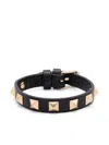 Valentino Garavani Men Rockstud Leather Bracelet In Black