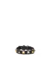 Valentino Stud Embellished Leather Bracelet In Black