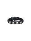 Valentino Studded Calfskin Strap Bracelet In Nero