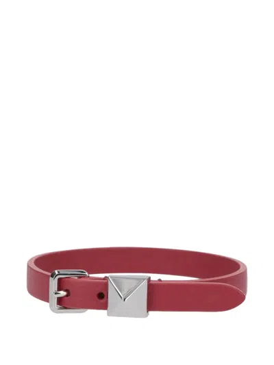 Valentino Garavani Rockstud Leather Bracelet In Brown