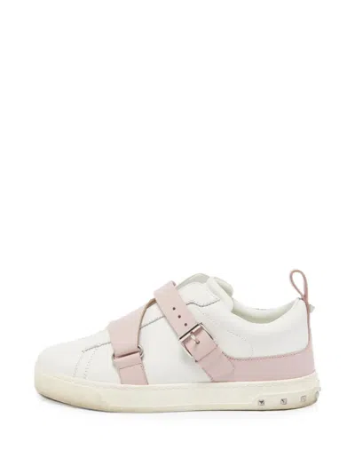 Pre-owned Valentino Garavani Rockstud Buckle Sneakers In White