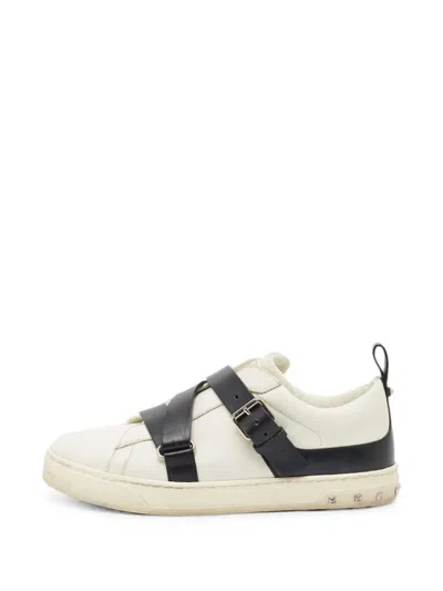 Pre-owned Valentino Garavani Rockstud Buckle-strap Sneakers In White