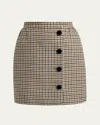 Valentino Rockstud Button-front Houndstooth Mini Skirt In Multi