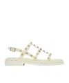 Valentino Garavani White Rockstud M-way Sandals In 098 Ivory