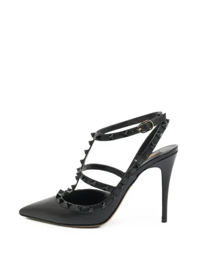 Pre-owned Valentino Garavani Rockstud Cage Pumps In Black