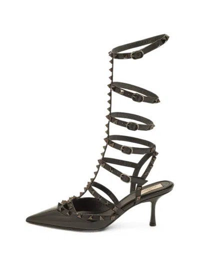Pre-owned Valentino Garavani Rockstud Cage Pumps In Black