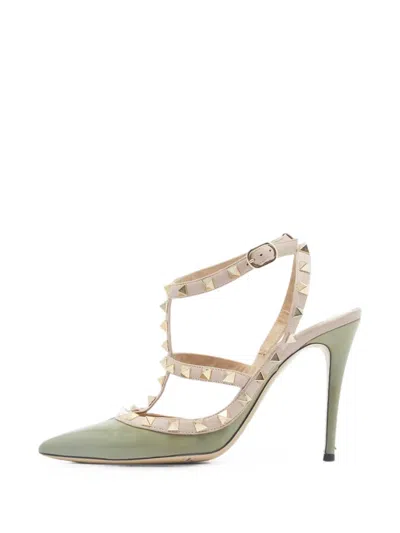 Pre-owned Valentino Garavani Rockstud Cage Pumps In Green