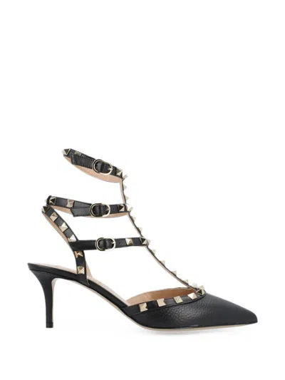 Pre-owned Valentino Garavani Rockstud Cage-construction Pumps In Black