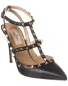 Valentino Studded Strappy Leather Pumps In Black