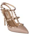 Valentino Rockstud Caged 100 Leather Pump In Beige
