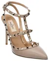 Valentino Rockstud Caged 65 Leather Ankle Strap Pump In Pink