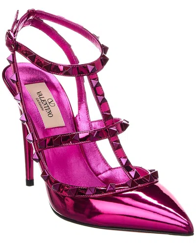 Valentino Garavani Rockstud Caged 100 Leather Pump In Pink