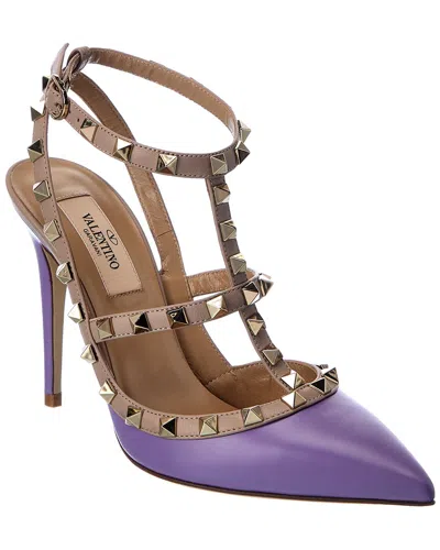 Valentino Garavani Valentino Rockstud Caged 100 Leather Pump In Purple