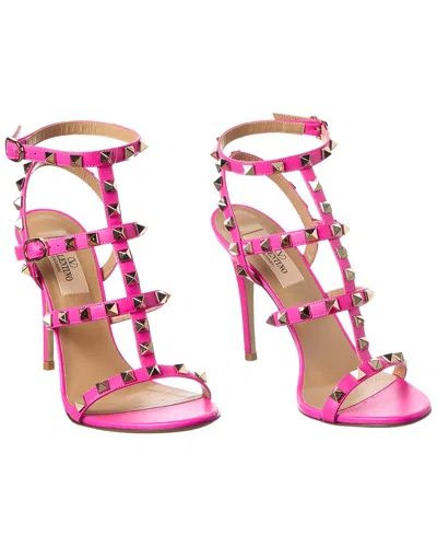 VALENTINO GARAVANI VALENTINO ROCKSTUD CAGED 100 LEATHER SANDAL (AUTHENTIC PRE-LOVED)