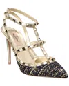 VALENTINO GARAVANI ROCKSTUD CAGED 100 LEATHER-TRIM PUMP