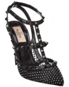 Valentino Rockstud Mesh Pump With Crystals And Straps 100mm In Black