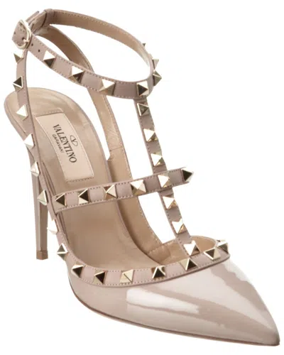 Valentino Garavani Valentino Rockstud Caged 100 Patent Pump In Beige