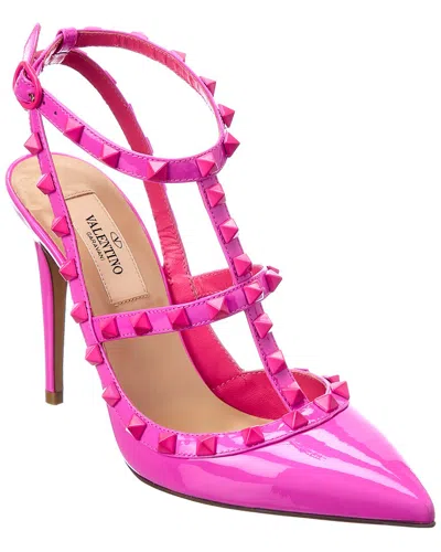 Valentino Garavani Valentino Rockstud Caged 100 Patent Pump In Pink