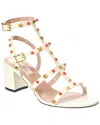Valentino Rockstud Caged 55 Leather Sandal In White