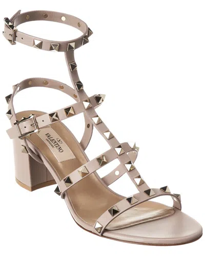 Valentino Garavani Valentino Rockstud Caged 60 Leather Ankle Strap Sandal In Pattern