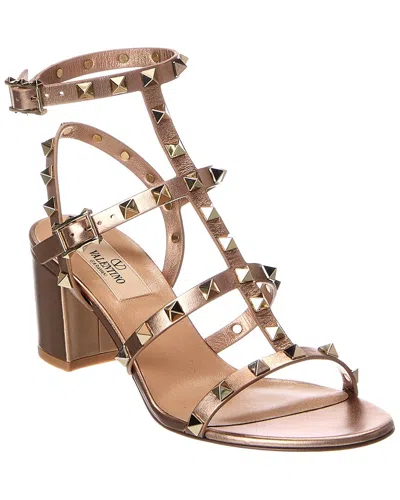 Valentino Garavani Valentino Rockstud Caged 60 Leather Ankle Strap Sandal In Black
