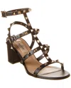 VALENTINO GARAVANI ROCKSTUD CAGED 60 LEATHER ANKLE STRAP SANDAL