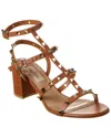 Valentino Rockstud Caged 60 Leather Ankle Strap Sandal In Brown