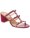 Valentino Rockstud Caged 60 Leather Sandal In Burgundy