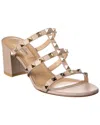 Valentino Rockstud Caged 60 Leather Sandal In Brown