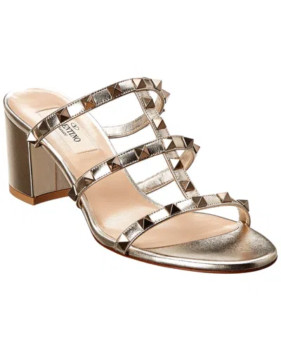 Valentino Garavani Valentino Rockstud Caged 60 Leather Sandal In Neutral