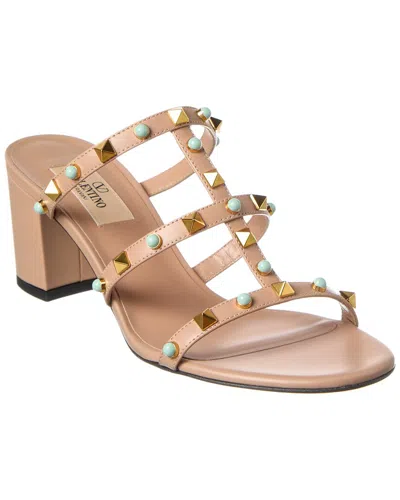 Valentino Garavani Valentino Rockstud Caged 60 Leather Sandal In Pink