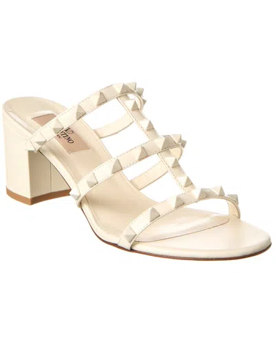 Valentino Garavani Valentino Rockstud Caged 60 Leather Sandal In White