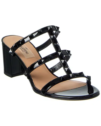 Valentino Garavani Valentino Rockstud Caged 60 Patent Sandal In Black