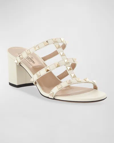 VALENTINO GARAVANI ROCKSTUD CAGED 60MM SLIDE SANDALS