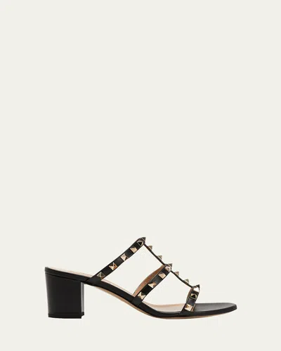 VALENTINO GARAVANI ROCKSTUD CAGED 60MM SLIDE SANDALS